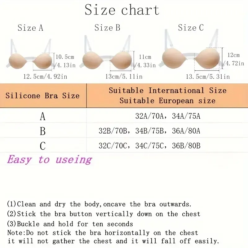 3 Pair of Invisible Lift Bra Inserts for Women - Thick 5cm Nylon & Spandex, Seamless Push-Up Pasties with Gathered Design for Fuller Look, Ideal for Wedding Dresses & More