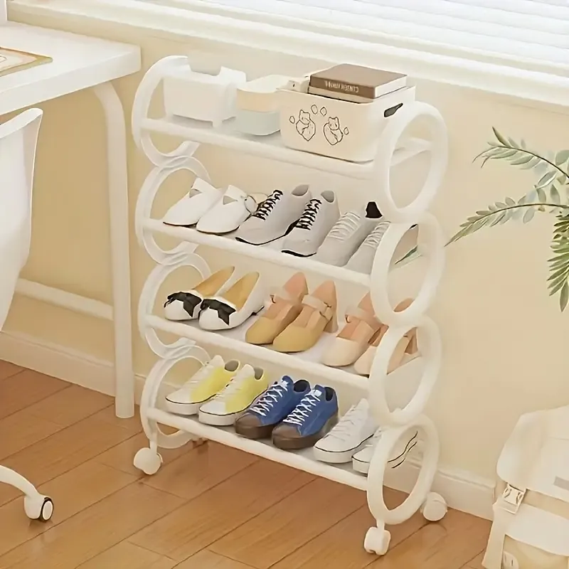 4-Tier Rolling Shoe Rack with Wheels