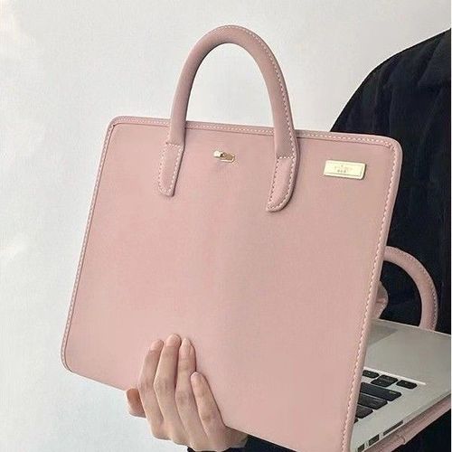 Elegant Pink Faux Leather Laptop Sleeve