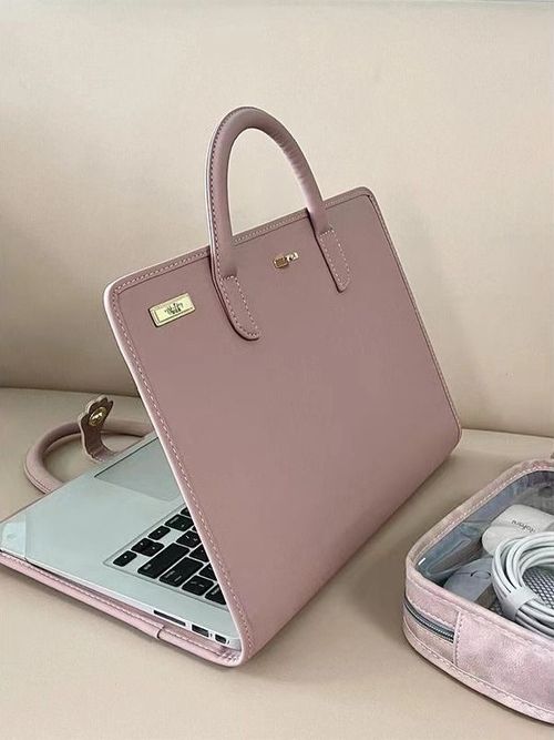 Elegant Pink Faux Leather Laptop Sleeve