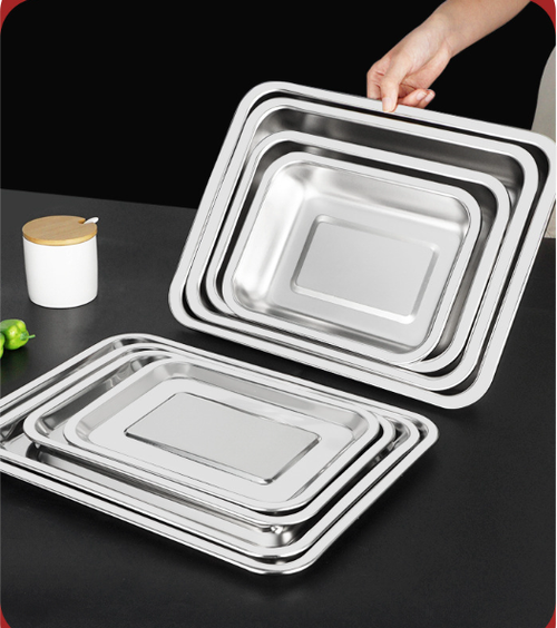 304 stainless steel square plate flat bottom barbecue plate dumpling plate restaurant