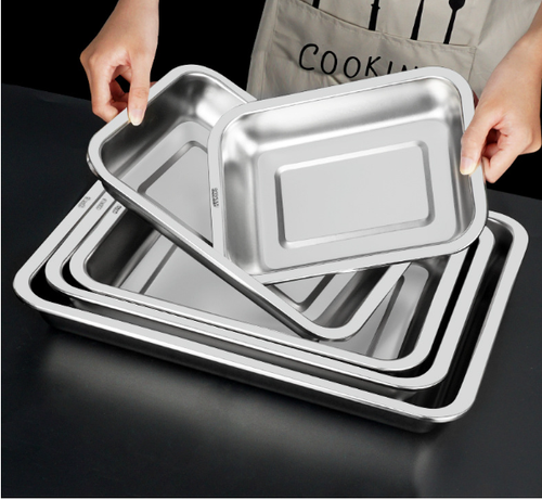 304 stainless steel square plate flat bottom barbecue plate dumpling plate restaurant