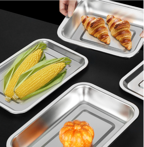 304 stainless steel square plate flat bottom barbecue plate dumpling plate restaurant