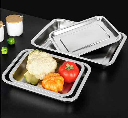 304 stainless steel square plate flat bottom barbecue plate dumpling plate restaurant
