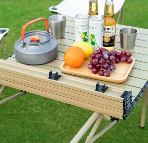 Camping Table and Camping Chair, Portable Folding Table, Camping Chair Foldable, Camping Chair Ultra Light with Bag, for Camping, Picnic, Cooking, Garden, Hiking, Travel