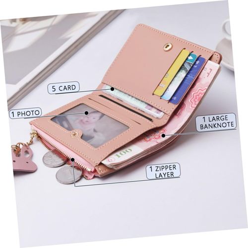 3 Pcs women's short high-end fashion wallets with contrasting colors for students, card holders and coin purses