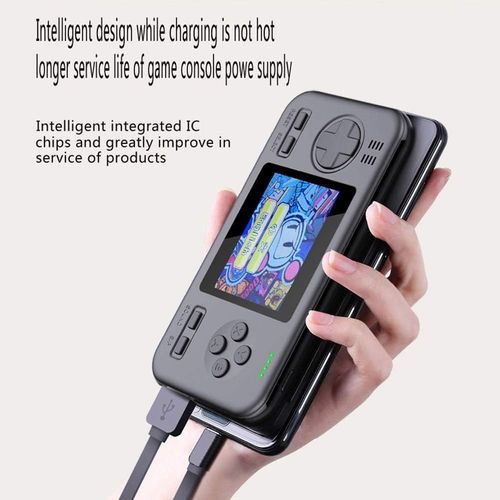 Portable Charger with Handheld Console Games, 8000mAh Power Bank Game Player 2.8 inches Color Screen Gameboy 416 Retro Video Games Dual USB External Battery Pack for Phone, Pad, Tablet & More (Black)