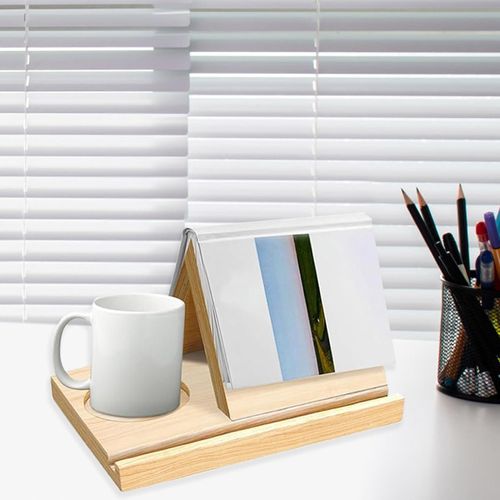 Wooden triangle bookshelf wooden bookshelf with cup holder small bookshelf reading gift