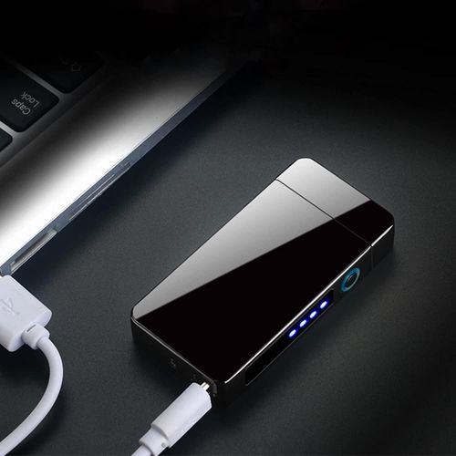 Portable Arc Lighter USB Rechargeable Lighters for Smoking Windproof Flameless Electric Lighter with LED Display Power for Candle with Gift Box (Black)