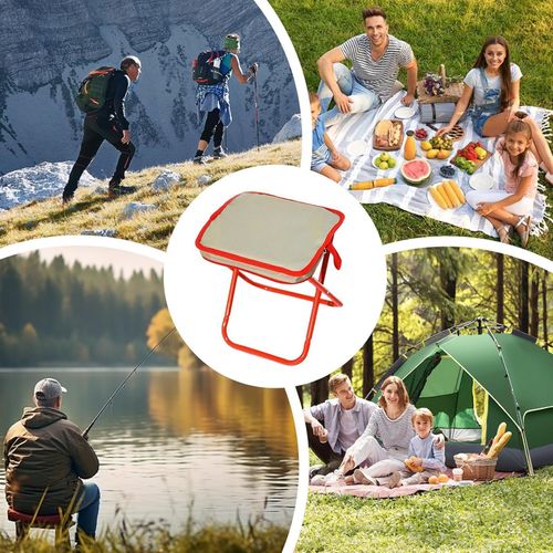 Camping Stool, Portable Mini Folding Stool, Lightweight Camp Chair for Fishing Hiking, Compact Collapsible Travel Footstool with Self Zippered Bag for Outdoor, Beach, Backyard, Lawn,Picnic