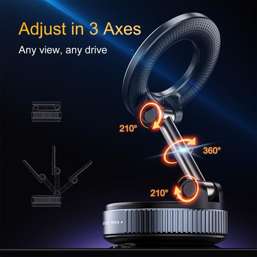 Strong Magnetic Car Phone Holder Foldable Design 360° Adjustable Vacuum Mount for Car,Desk,Bathroom,Universal Use