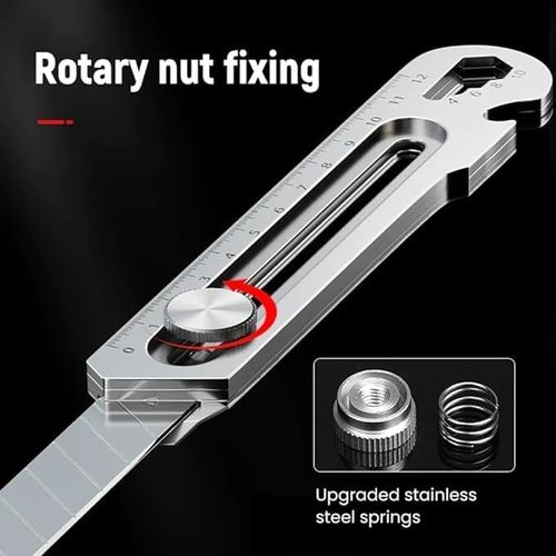 6 in 1 Versatile Tool Cutter, Utility Knife, Lightweight, Sharp, Stainless Steel, Cutter, Durable, Multi-functional Utility Knife, Screw,Nut Turning, Lid Opener, Ruler, Bottle Opener, Convenient,Free 2 boxes (20 pieces) of blades