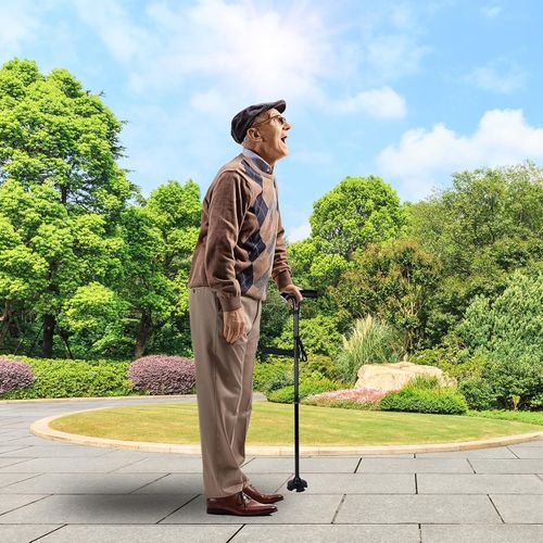 Portable Walking Stick Old Peoples Stick Medical Crutches Folding Walking Cane With LED Light and Alarm