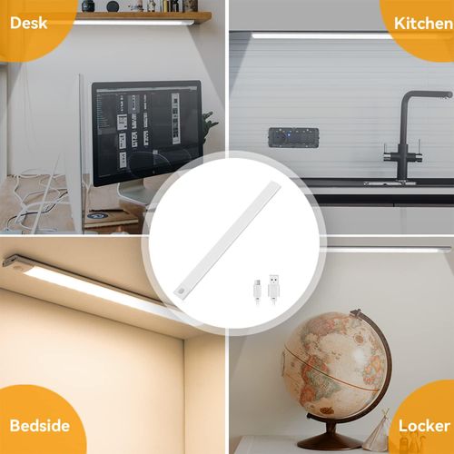 30cm LED Under Cabinet Lighting Motion Sensor Wireless Rechargeable Closet Light, Ultra Thin Under Cabinet Light for Kitchen, 3-Color Dimmable Night Light for Bedroom Closet Cupboard Wardrobe Stairs