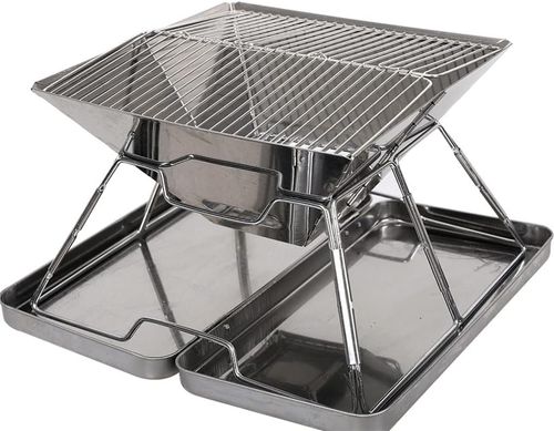 Stainless Steel Foldable Camping Grills, Portable Wood Burning Charcoal Grill, Backpacking Grill for Outdoor Cooking Hiking Picnics