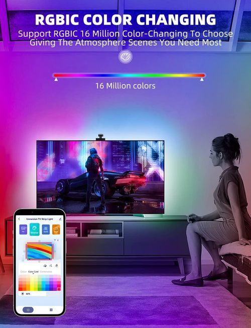 LED TV Backlight , Music Sync Color Changing Dimmable LED Strip Lights,5050 LED APP Control,Decor for 40-85 in TV USB Power
