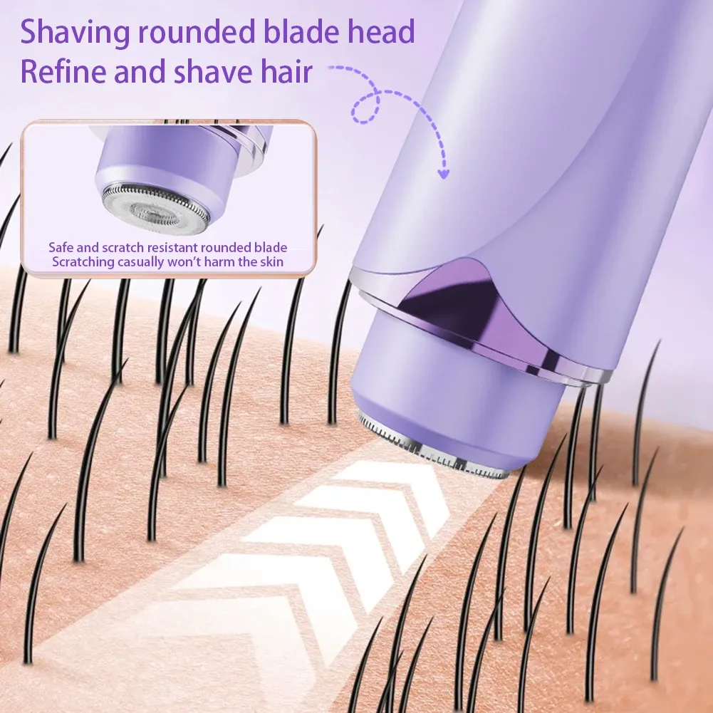 2-in-1 Electric Razors for Women Dual Head Bikini Trimmer Face Shavers Hair Removal for Underarms Legs Ladies Body Hair Trimmer