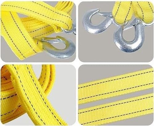 4M Heavy Duty 5 Ton Car Tow Cable Towing Pull Rope Strap Hooks Van Road Recovery for Audi Benz Buick Skoda Mazda Ford Toyota BMW