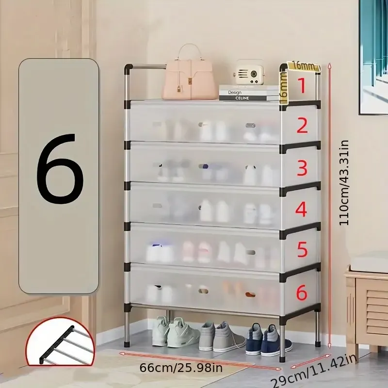 6-Tier Dustproof Shoe Rack