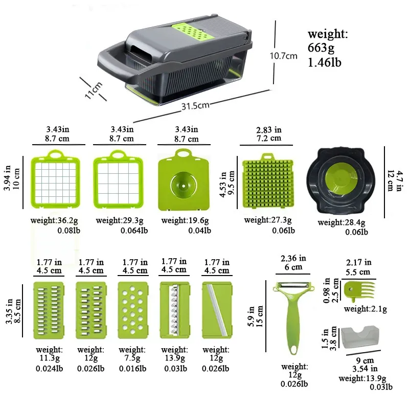 15 in 1 Multifunctional Kitchen Artifact Vegetable Cutter Dicer Shredder Grater Slicer Household Kitchen Supplies