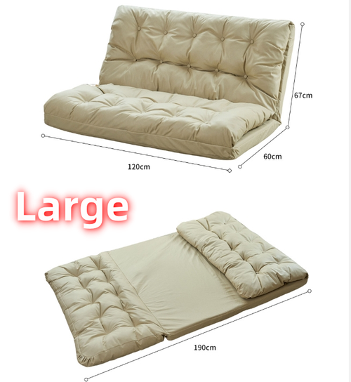 Relax in Style:Creamy Double Seater Folding Sofa Bed,Multi-Functional Lounger,Sleek and Washable Design,Make a Statement in Your Bedroom or Fashionable Patio