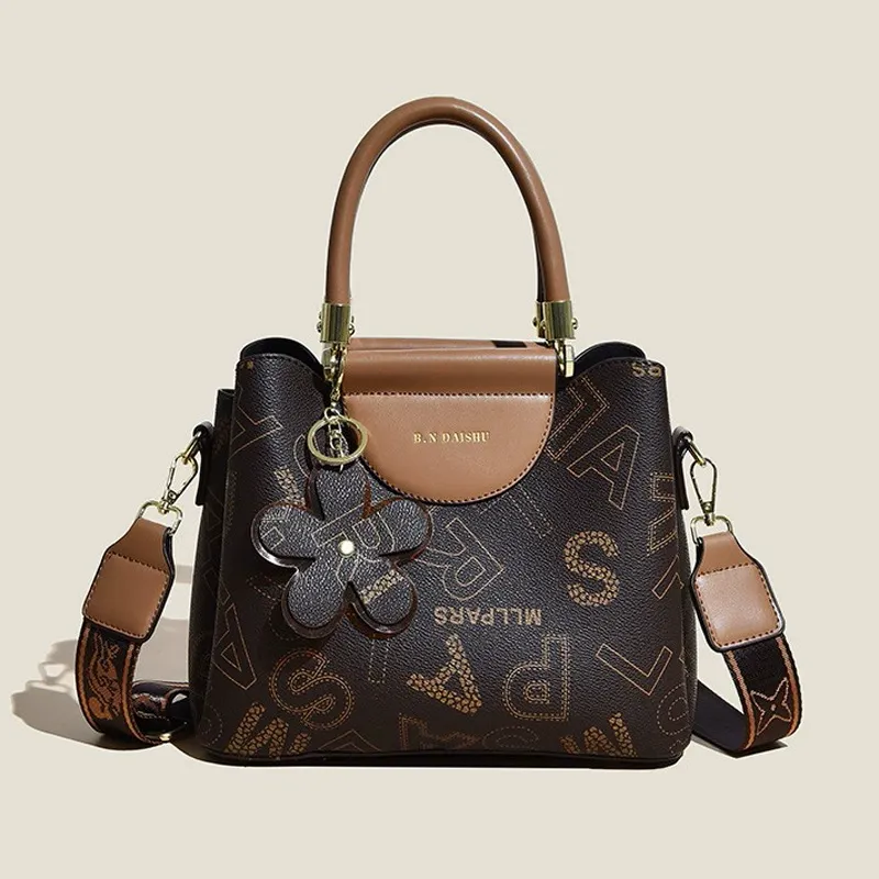 Retro Printed Women's Handbag Fashion Commuter Large Capacity Tote Bag Versatile Multi-layer Shoulder Crossbody Bag