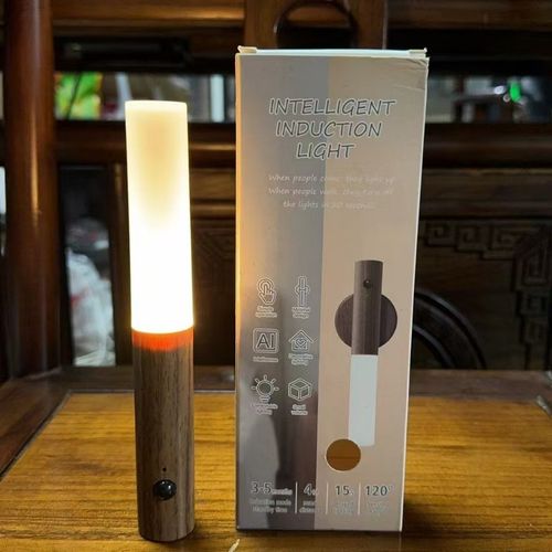 LED Wood Grain Magnetic Wall Lamp Motion Sensor USB Night Light Cabinet Closet light Staircase Bedroom Table Bedside Lighting