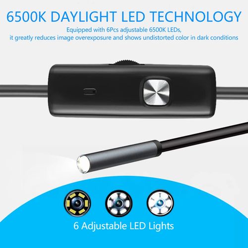 Inspection Camera with Light,5M USB Endoscope 3 in 1 OTG Phone Borescope 5.5mm Waterproof Inspection Snake Camera with LED Light