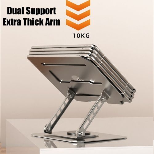 Upgrade 360° Rotate Full Metal Laptop Stand  Notebook Dudukan Lipat Laptop Holder - Silver Rotate