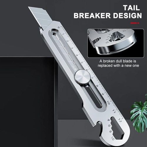6 in 1 Versatile Tool Cutter, Utility Knife, Lightweight, Sharp, Stainless Steel, Cutter, Durable, Multi-functional Utility Knife, Screw,Nut Turning, Lid Opener, Ruler, Bottle Opener, Convenient,Free 2 boxes (20 pieces) of blades