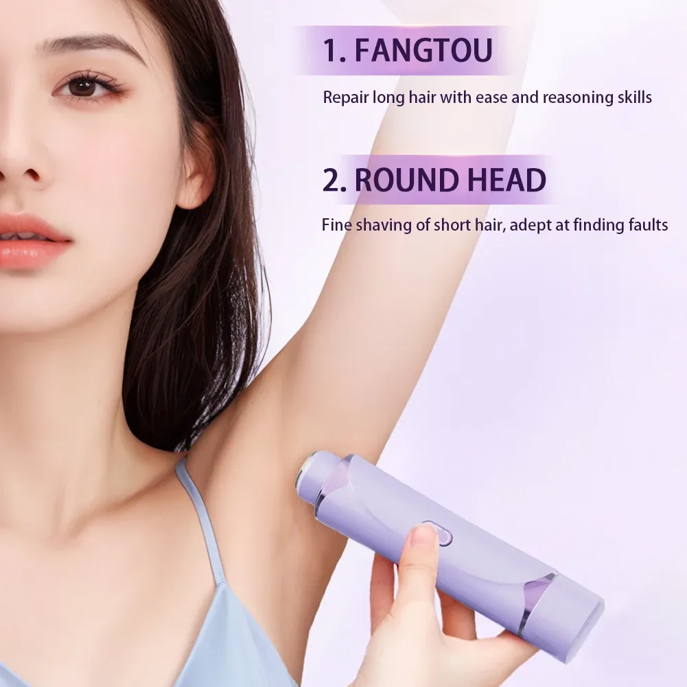 2-in-1 Electric Razors for Women Dual Head Bikini Trimmer Face Shavers Hair Removal for Underarms Legs Ladies Body Hair Trimmer