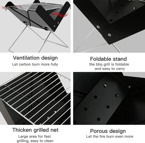 Stainless Steel Grill X-Shaped Foldable BBQ Stove Portable Barbecue Oven Outdoor Camping Picnic Charcoal Carbon Baking Grill