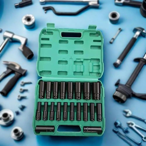 20 Pieces Drive Impact Socket Set Heavy Duty Steel Hexagon Socket Set Ratchet Wrench Sockets Hand Wrench Sockets