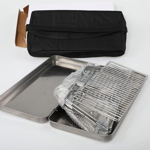 Stainless Steel Foldable Camping Grills, Portable Wood Burning Charcoal Grill, Backpacking Grill for Outdoor Cooking Hiking Picnics