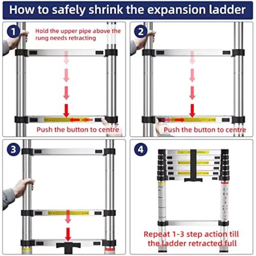 Telescopic Extension Ladder , Aluminum Extension Ladder with Carrying Bag for Outdoor Indoor Use
