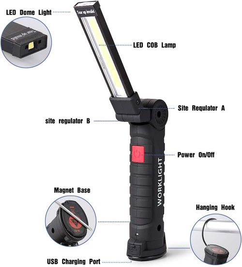 LED Work Light Torch Workshop Lamp COB Inspection Lights LED Camping Lantern Hand Lamp Camping Lamp for Car Repair, Workshop, Garage, Camping, Emergency Lighting
