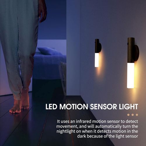 LED Wood Grain Magnetic Wall Lamp Motion Sensor USB Night Light Cabinet Closet light Staircase Bedroom Table Bedside Lighting