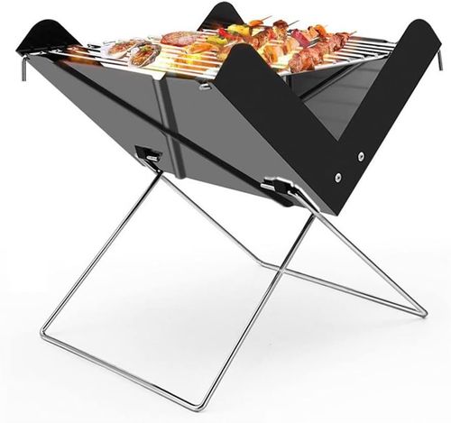 Stainless Steel Grill X-Shaped Foldable BBQ Stove Portable Barbecue Oven Outdoor Camping Picnic Charcoal Carbon Baking Grill