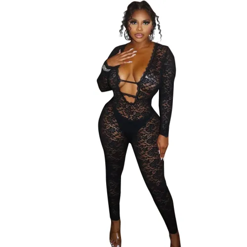 Lace See-Through Sexy Hot Girl Jumpsuit