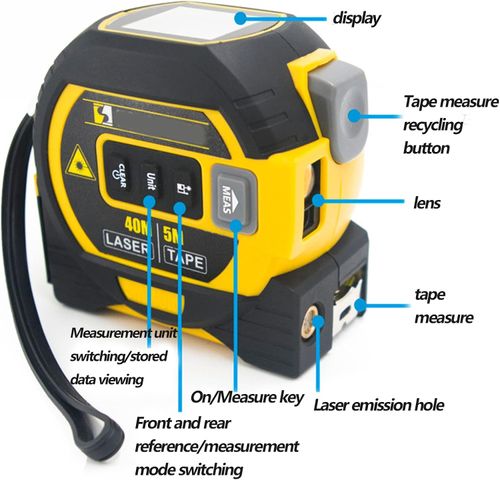 3 in 1 Digital Distance Meters with LCD Display, 40M Measure, 5M Tape Measure, Vertical Cross Line