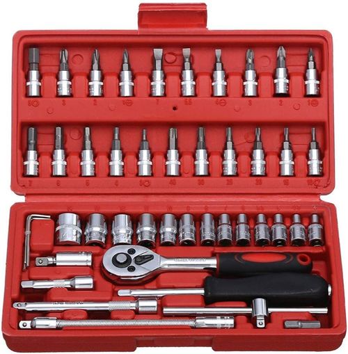 46 in1 wrench screwdrivers forehead, 46PCs combination precision socket wrench set for car, bic, cycle repairing & automobile vehicle service.
