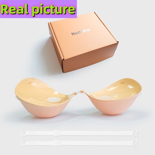 3 Pair of Invisible Lift Bra Inserts for Women - Thick 5cm Nylon & Spandex, Seamless Push-Up Pasties with Gathered Design for Fuller Look, Ideal for Wedding Dresses & More