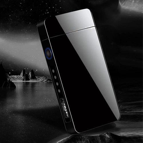 Portable Arc Lighter USB Rechargeable Lighters for Smoking Windproof Flameless Electric Lighter with LED Display Power for Candle with Gift Box (Black)