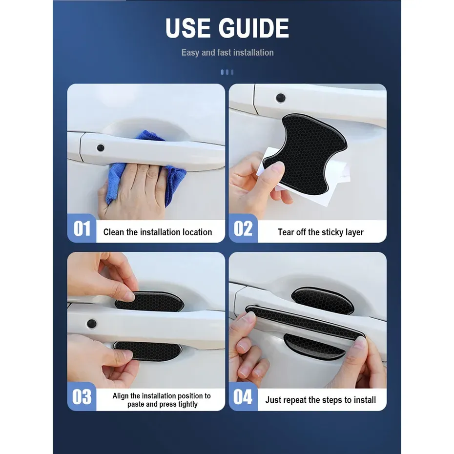 8pcs Toyota Car Door Handle Protector Inner Bowl Anti Scratch Reflective Sticker for Toyota