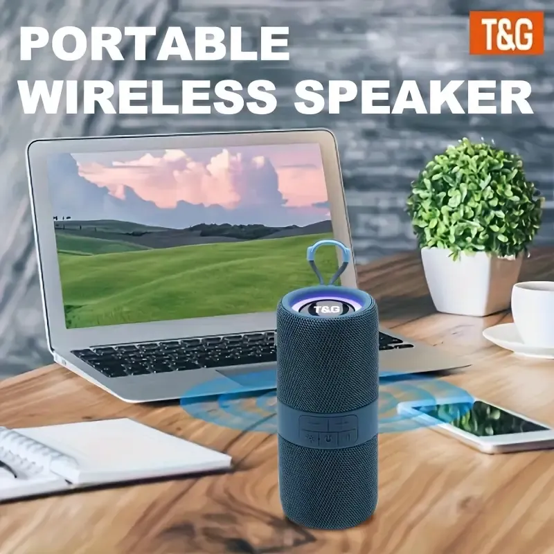 T&G TG671 Portable Wireless Speaker with LED Light, Rated, Dual Stereo Sound, Hands-Free Calling, FM Radio, TF&USB Card Playback, Type-C Charging - Ideal for Outdoor Activities and Camping