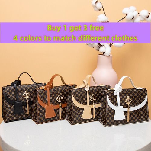 4 PCS Contrast Color Bag Cover Women's Shoulder Small Square Bag Cute Metal Crossbody Mobile Phone Coin Purse Chain Handbag