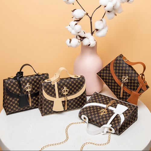 4 PCS Contrast Color Bag Cover Women's Shoulder Small Square Bag Cute Metal Crossbody Mobile Phone Coin Purse Chain Handbag