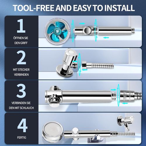 Shower Head Water Saving Shower Head Hand Shower Head 360° Rotating High Pressure Shower Head Water-Saving Shower Head Pressure Increasing Shower Head with Shower Filter
