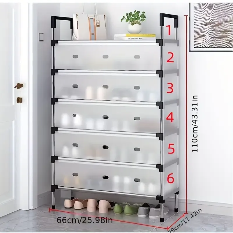 6-Tier Dustproof Shoe Rack