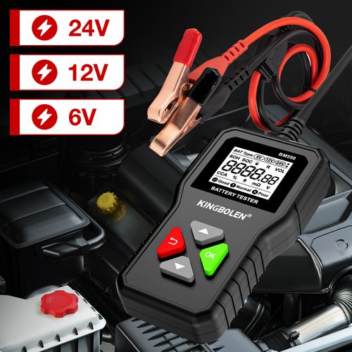 BM550 6V 12V 24V Car Battery Tester, 100-2000 CCA Voltage Tester 2Ah-220Ah Internal Resistance Tester Accurate Digital Auto Battery Analyzer for Cars Trucks SUV ATV Boats Motorcycles Vehicle
